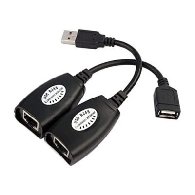 Адаптер NONAME, для удлинения USB через UTP-кабель Cat5e/Cat6, до 40м