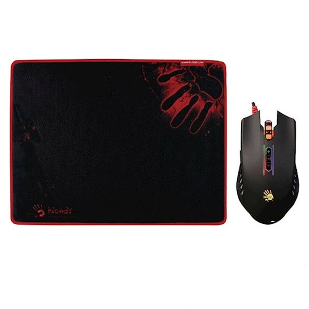 A4TECH BLOODY Q8181S BLOODY NEON X'GLIDE GAMING MOUSE Q81 + PAD USB BLACK