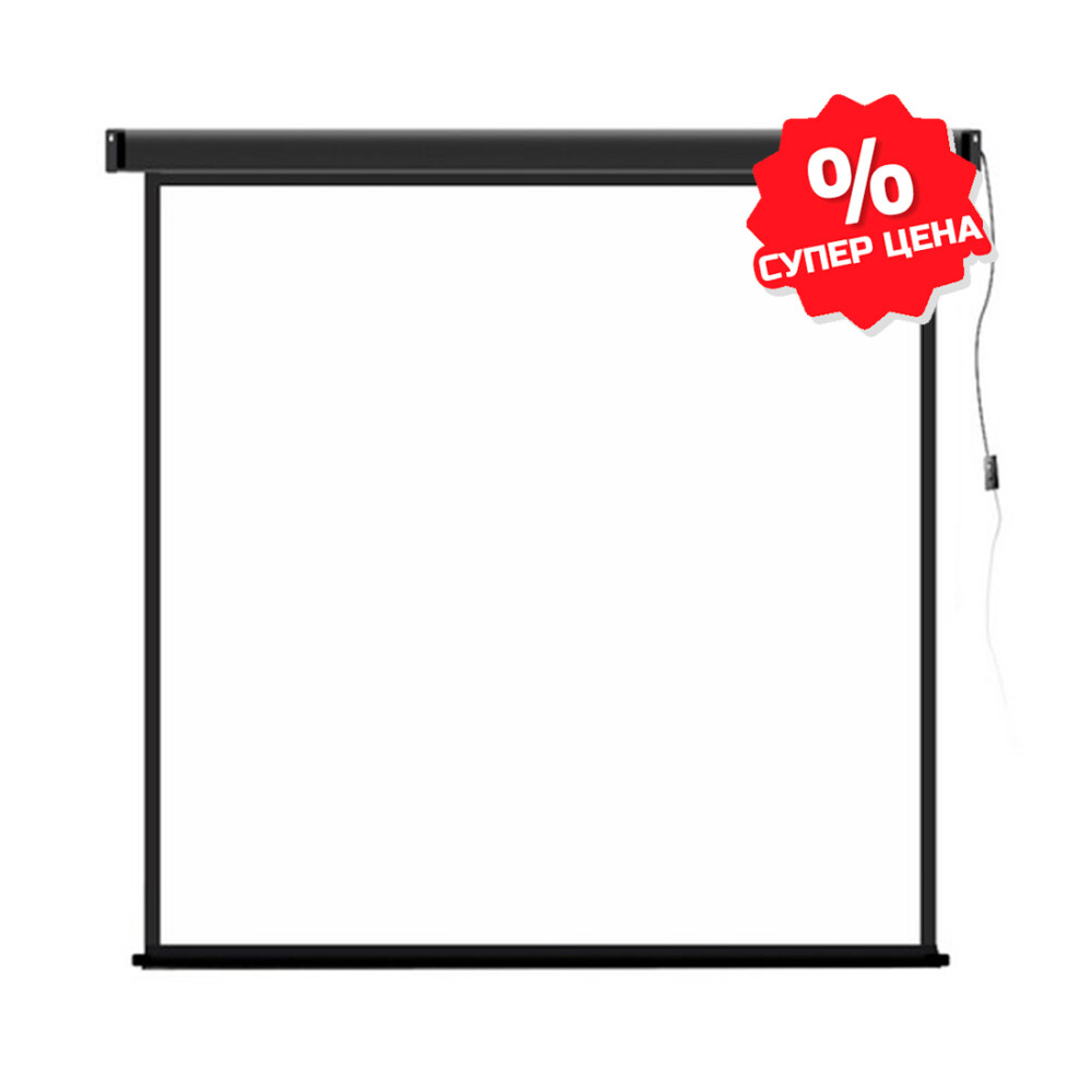 Экран моторизированный Deluxe DLS-E213x, Настенный/потолочный, Рабочая поверхность 205х205 см., 1:1, Matt white, Чёрный