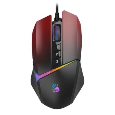 A4TECH BLOODY W60 MAX GAMING MOUSE 10000CPI GUN METAL RGB METAL FEET ACTIVE USB BLACK/RED