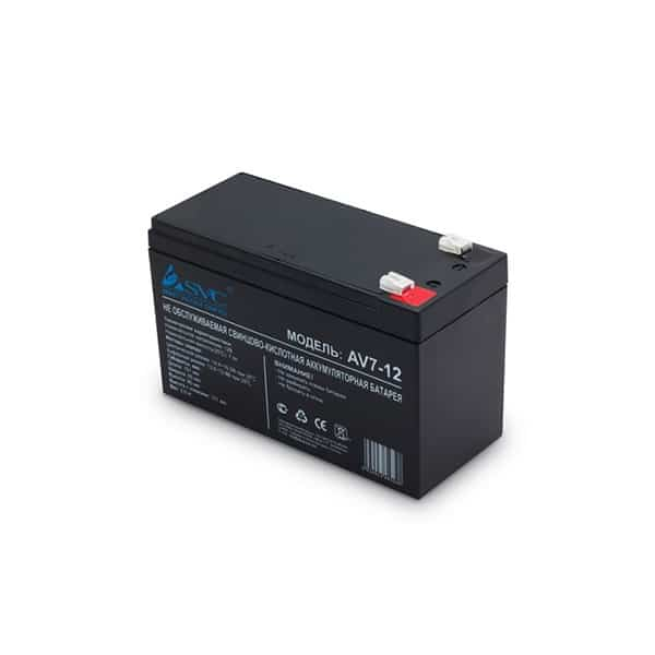 Батарея SVC AV7-12/S, Свинцово-кислотная 12В 7 Ач, Вес: 2,1 кг, Размер в мм.: 151*65*100