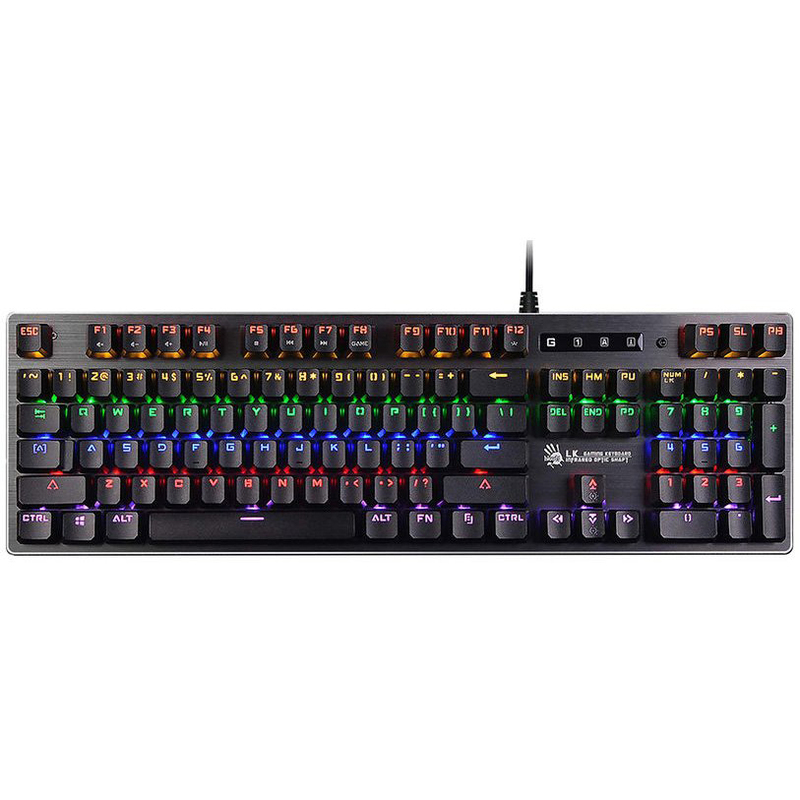 A4TECH BLOODY B760 LIGHT STRIKE GAMING MECHANICAL GREEN SWITCH NEON KEYBOARD USB US+RUSSIAN