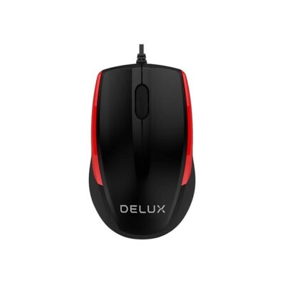 Delux M321BU Optical black/red color mouse,USB cable,1600mm with 1000 DPI