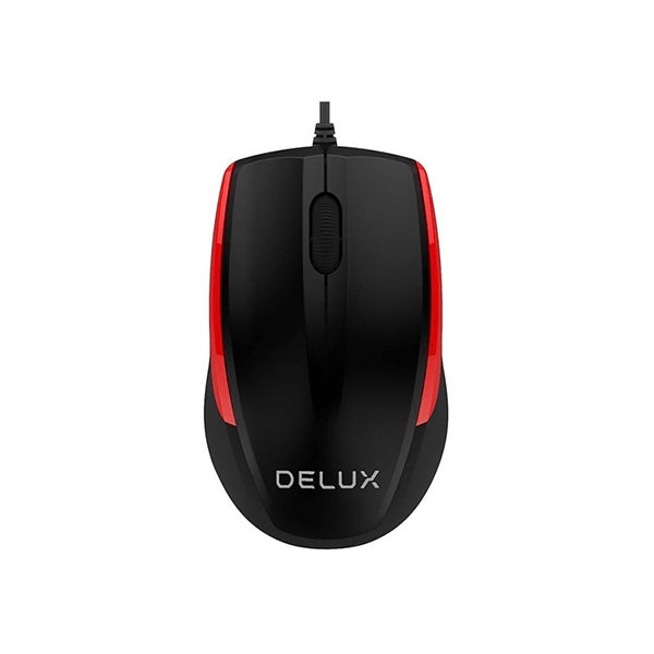 Delux M321BU Optical black/red color mouse,USB cable,1600mm with 1000 DPI