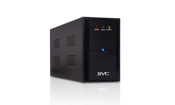 Источник бесперебойного питания SVC V-2000-L, Диапазон работы AVR: 175-275В, Бат.: 12В/9Ач*2шт., 2 вых.: Shuko CEE7, Чёрный