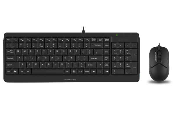 A4TECH FSTYLER F1512 (FM12+FK15) MULTIMEDIA SLEEK COMFORT KEYBOARD + MOUSE COMBO SET USB BLACK US+R