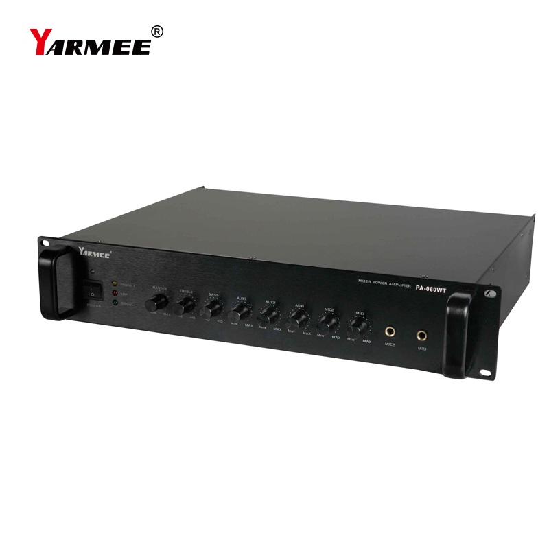 YARMEE PA060WT Микшер - усилитель 60W/4~16 Ω/70V/100V, 2 Mic In 6,35mm, 1 Line Out RCA, 2 Aux in RCA
