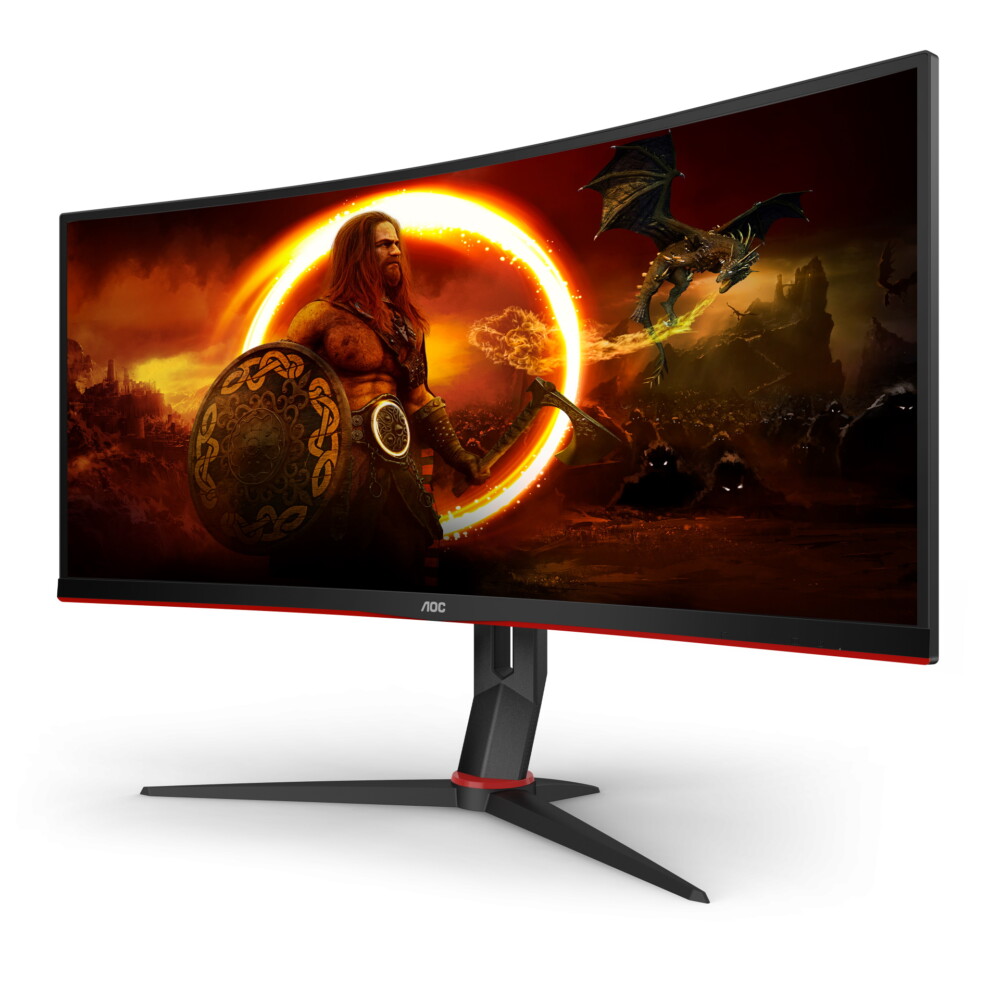 Монитор LCD 34" AOC CU34G2XP/BK, VA, Black, Curved, 3440x1440, 80M:1, 350cd/m2, 180Hz, 178/178, 1ms, 2xHDMI, 2xDP, 4USB3.0, Headphone-Out
