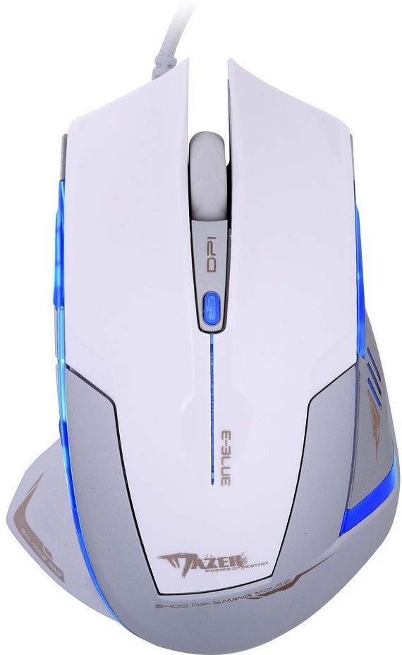 Компьютерная мышь E-Blue Mazer EMS124WH, Оптическая, 600/ 1200/1800/2400dpi, Проводная,Белый