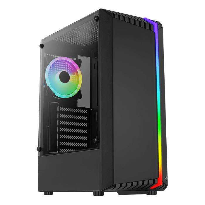 Компьютерный корпус Aerocool Bionic-G-BK-v2, ATX/Micro ATX, USB 2*3.0/1*2.0, HD-Audio+Mic, Кулер 1*12см RGB, Высота процессорного кулера до 158 мм, Длина VGA до 297мм (без переднего радиатора), 2*3.5"/4*2.5", Толщина 0,5мм, 450x206x372мм, Без Б/П, Чёрный