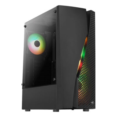 Компьютерный корпус Aerocool Wave-G-BK-v2, ATX/Micro ATX/Mini-ITX, USB 2*3.0/1*2.0, HD-Audio+Mic, Кулер 4*12см FRGB, Высота процессорного кулера до 158 мм, Длина VGA до 297мм (без переднего радиатора), 2*3.5"/2*2.5"(2+2), Толщина 0,5мм, 450x206x372мм, Без Б/П, Чёрный