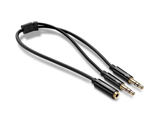 Переходник UGREEN AV140 20898, Jack 3.5mm x2 male to Jack 3.5mm female, чёрный