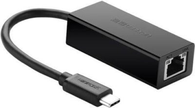 Сетевой адаптер UGREEN 30287, Type-C to RJ45 10/100Mbps, 0.1м, чёрный