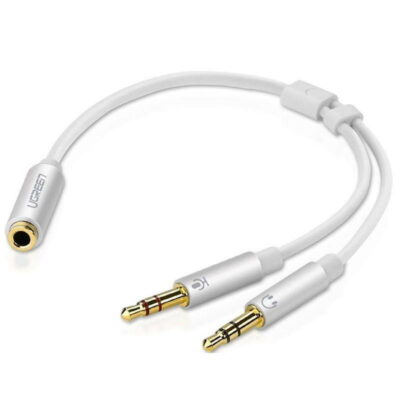 Переходник UGREEN AV140 20897, Jack 3.5mm x2 male to Jack 3.5mm female, белый