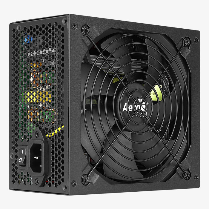 Блок питания Aerocool KCAS PLUS 500W, 500W, ATX, Bronze, APFC, 20+4pin, 4+4pin, 7*Sata, 4*Molex, 2*PCI-E 6+2pin, Вентилятор 12см, Кабель питания, Чёрный