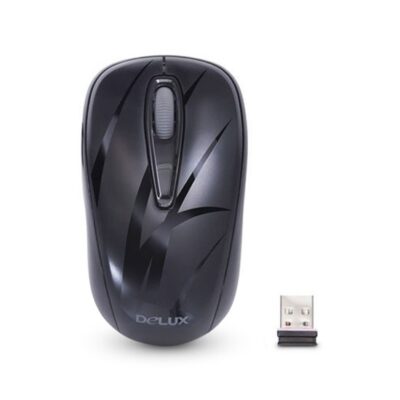 Компьютерная мышь Delux DLM-107OGB, 3D, Оптическая, 1000dpi, Беcпроводная 2.4ГГц, Нано-ресивер, Эффективная дистанция 10 м., Размер: 103,6*58,1*38,1 мм., Чёрный