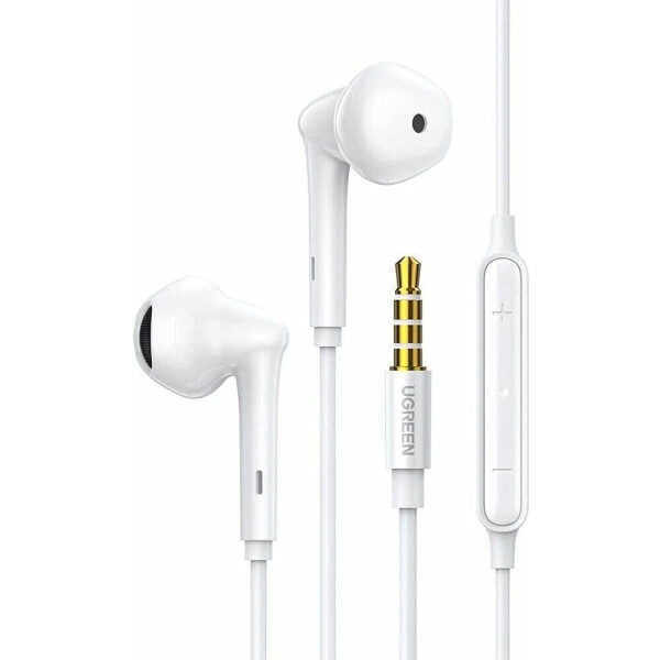 Наушники с микрофоном UGREEN EP101 60692, внутриканальные, проводные, 3.5mm, вакуумные, белые