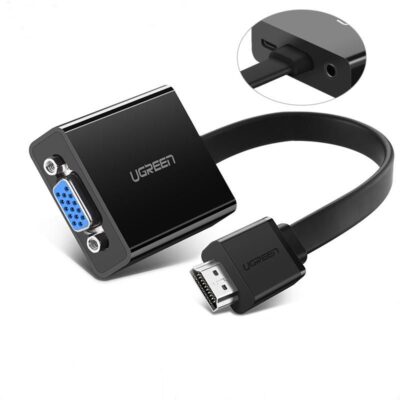 Конвертер UGREEN MM103 40248, HDMI to VGA, аудио 3.5mm, порт USB micro для доп. питания, чёрный