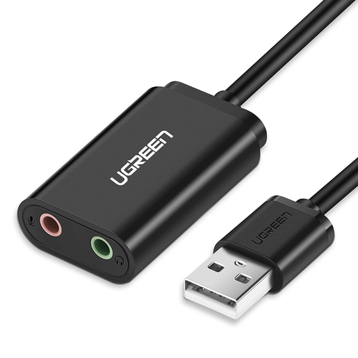 Звуковая карта UGREEN US205 30724, внешняя, USB 2.0 to 2xJack 3.5mm