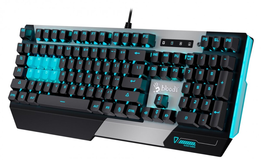A4TECH BLOODY B865 LIGHT STRIKE GUN GREY BKLT GAMING MECHANICAL RED SWITCH KEYBOARD USB US+RUSSIAN