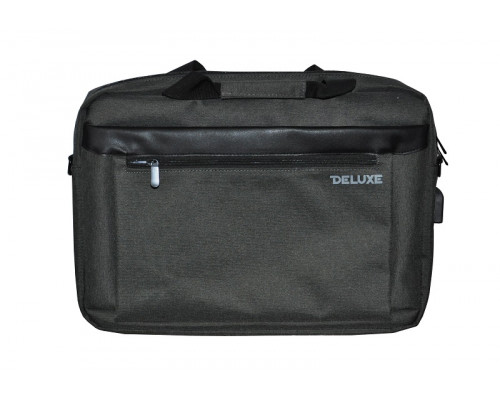 Сумка для ноутбука Deluxe Athenes 15.6" (A7955), 15.6", Лёгкая, Усиленные ручки, Внешнее отделение на молнии, Органайзер, 2 внутренних отделения, карман на молнии, Уплотнённые стенки, Полиэстер, встроенный USB шнур, Серый