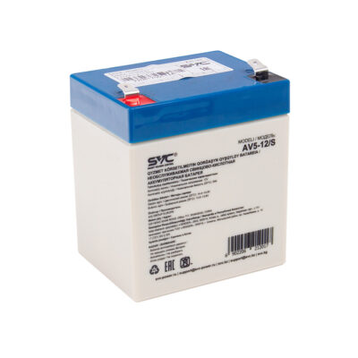 Батарея SVC AV5-12/S, Свинцово-кислотная 12В 5 Ач, Вес: 1,53 кг, Размер в мм.: 90*70*107
