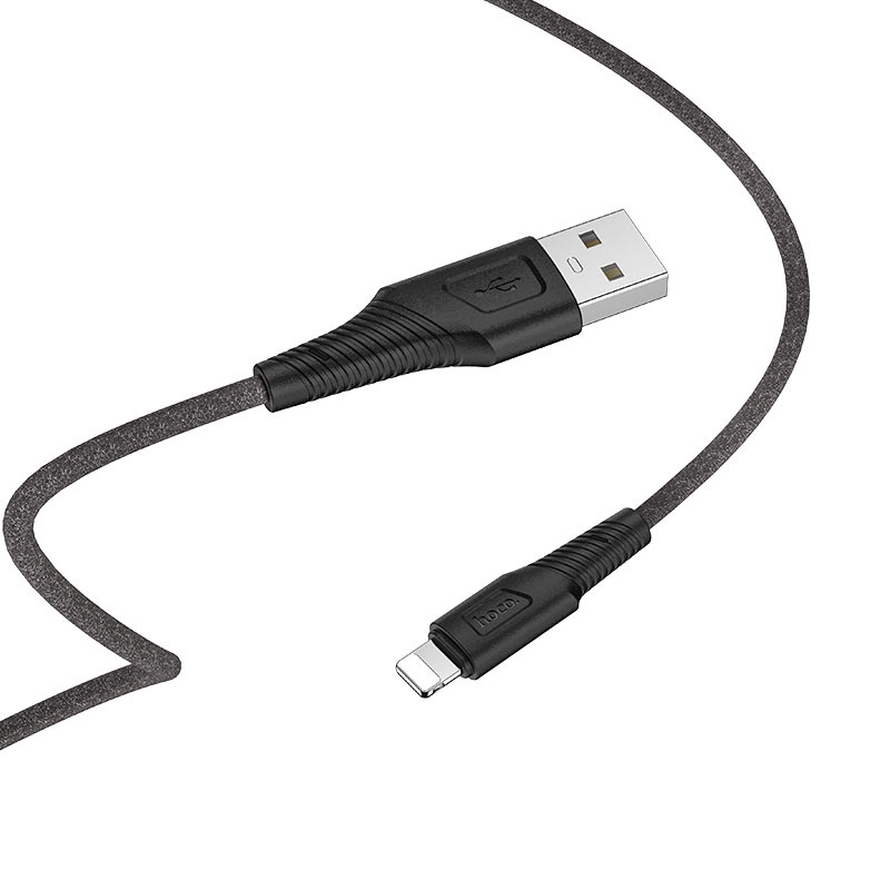 Кабель HOCO X58, USB to Lightning, силиконовая оплетка, 2.4A, 1м, черный