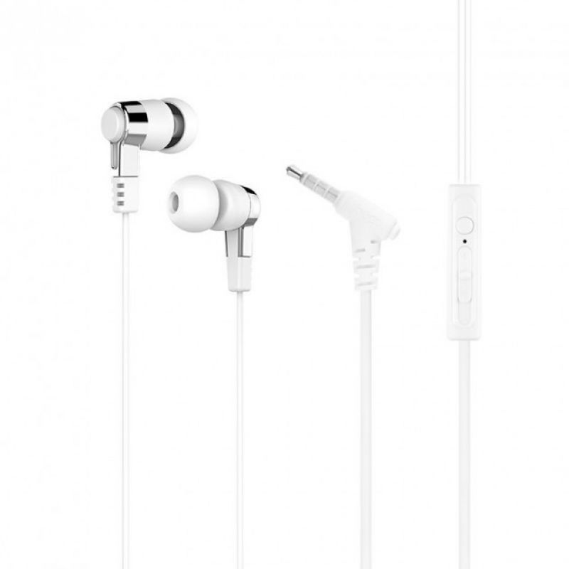 Наушники с микрофоном HOCO M52 Amazing rhyme, проводные, внутриканальные, mini jack 3.5 mm, белые