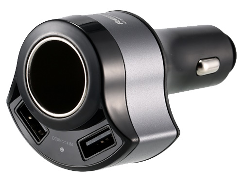 Блок питания REMAX RCC218, автомобильный (в прикуриватель), 2 порта USB, 5V 4.8A, чёрный