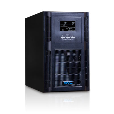 Источник бесперебойного питания SVC PT-2K-LCD, Мощность 2000ВА/1600Вт, PT-cерия, On-Line, LCD\USB\RS-232, SMART, Диапазон работы AVR: 115-300В, Бат.: 12В/7.5Aч*6шт., Вентилятор: 8см*2шт., 4 вых., Чёрный
