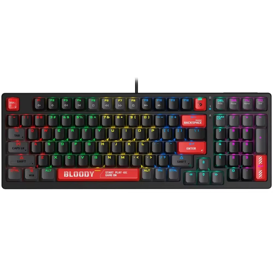A4TECH BLOODY S98 BLOODY RED GAMING MECHANICAL BLMS RED PLUS SWITCH RGB KEYBOARD USB US+RUS