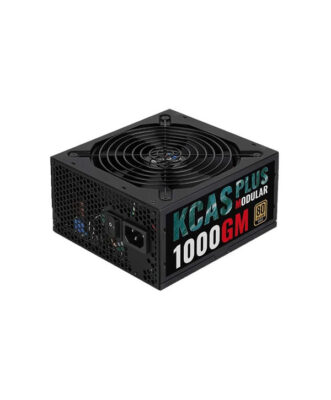 Блок питания Aerocool KCAS PLUS 1000GM, 1000W, ATX, Gold, APFC, 20+4 pin, 8pin, 4+4pin, 10*Sata, 6*Molex, 6*PCI-E 6+2 pin, Модульный, Вентилятор 14см, Кабель питания, Чёрный