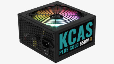 Блок питания Aerocool KCAS PLUS GOLD 650W RGB, 650W, ATX, Gold, APFC, 20+4pin, 2*4+4pin, 6*Sata, 3*Molex, 2*PCI-E 6+2pin, Вентилятор 12 см, Кабель питания