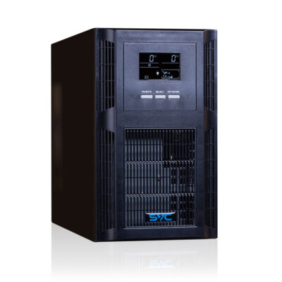 Источник бесперебойного питания SVC PT-3K-LCD, Мощность 3000ВА/3000Вт, PT-серия, On-Line, LCD\USB\RS-232, SMART, Диапазон работы AVR: 115-300В, Бат.: 12В/9Ач*6шт., Вентилятор: 8см*2шт., 3 вых Shuko CEE7+клеммная колодка., Чёрный