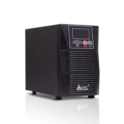Источник бесперебойного питания SVC PTS-1KL-LCD, Мощность 1000ВА/900Вт, PTS-серия, On-Line, LCD\Tel.line\RS-232, SMART, Диапазон работы AVR: 110-288В, Бат.: 12В/7Ah*3шт., Вентилятор: 8см*1шт., 2вых. Schuko CEE7, Чёрный