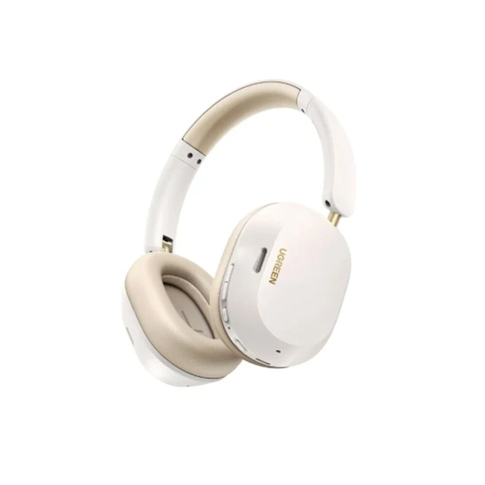 Наушники беспроводные UGREEN HP203 (BT5.4, 600 мАч, 75 ч работы,ANC+4 микрофона,40 мм динамики,32 Ом, мет/пласт/эко-кожа) белые 35758