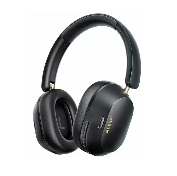 Наушники беспроводные UGREEN HP203 (BT5.4, 600 мАч, 75 ч работы,ANC+4 микрофона,40 мм динамики,32 Ом, мет/пласт/эко-кожа) черные 35757