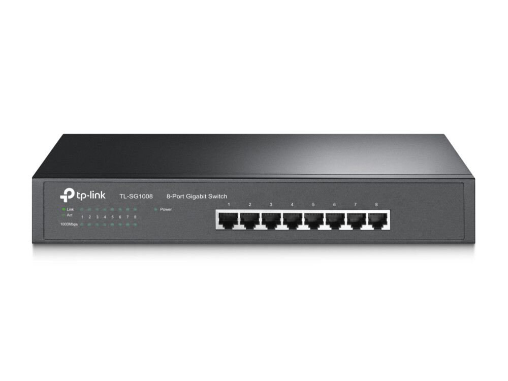 Коммутатор TP-Link TL-SG1008, 19-дюймовый стоечный, неуправляемый, 8 портов 10/100/1000М, Корпус металл, 1U
