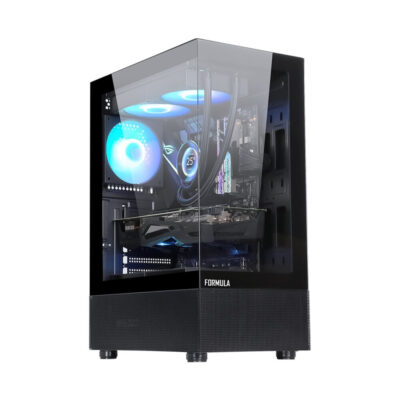 Компьютерный корпус Formula V Crystal Z1+ Black, ATX/micro ATX/mini-ITX, USB Type C/3.0/2.0, HD-Audio+Mic, Кулер 3*120мм ARGB, Высота процессорного кулера до 165мм, Длина VGA до 300мм, 1*3.5"/2*2.5", Толщина 0,5мм, 346x212x487мм, Без Б/П, Чёрный