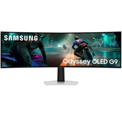 Монитор LCD 49" Samsung LS49DG910SIXCI Odyssey OLED G9, Изогнутый, Silver, 5120 x 1440 Dual Quad HD, 1000000:1 (Mega), 250cd/m2, 144Hz, 0.03ms, HDMI, DP, mHDMI, 3xUSB3.2 (USB-C), Выход на наушники