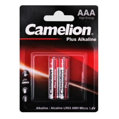 Батарейка CAMELION LR03-BP2, Plus Alkaline, AAA, 1.5V, 1150 mAh, 2 штуки в блистере