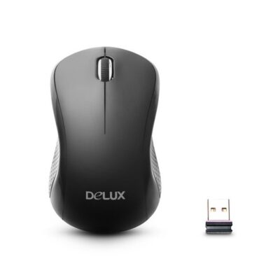 Компьютерная мышь Delux DLM-391OGB, 3D, Оптическая, 1000dpi, Беспроводная 2.4ГГц, Нано-ресивер, Эффективная дистанция 10 м., Размер: 111,60*61*95*39 мм., Чёрный