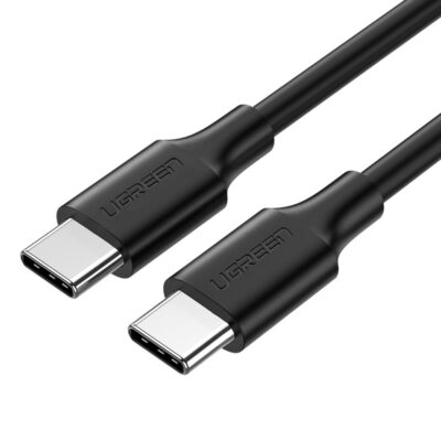 Кабель UGREEN US286 50998, Type-C to Type-C, 1.5м, 3A, черный